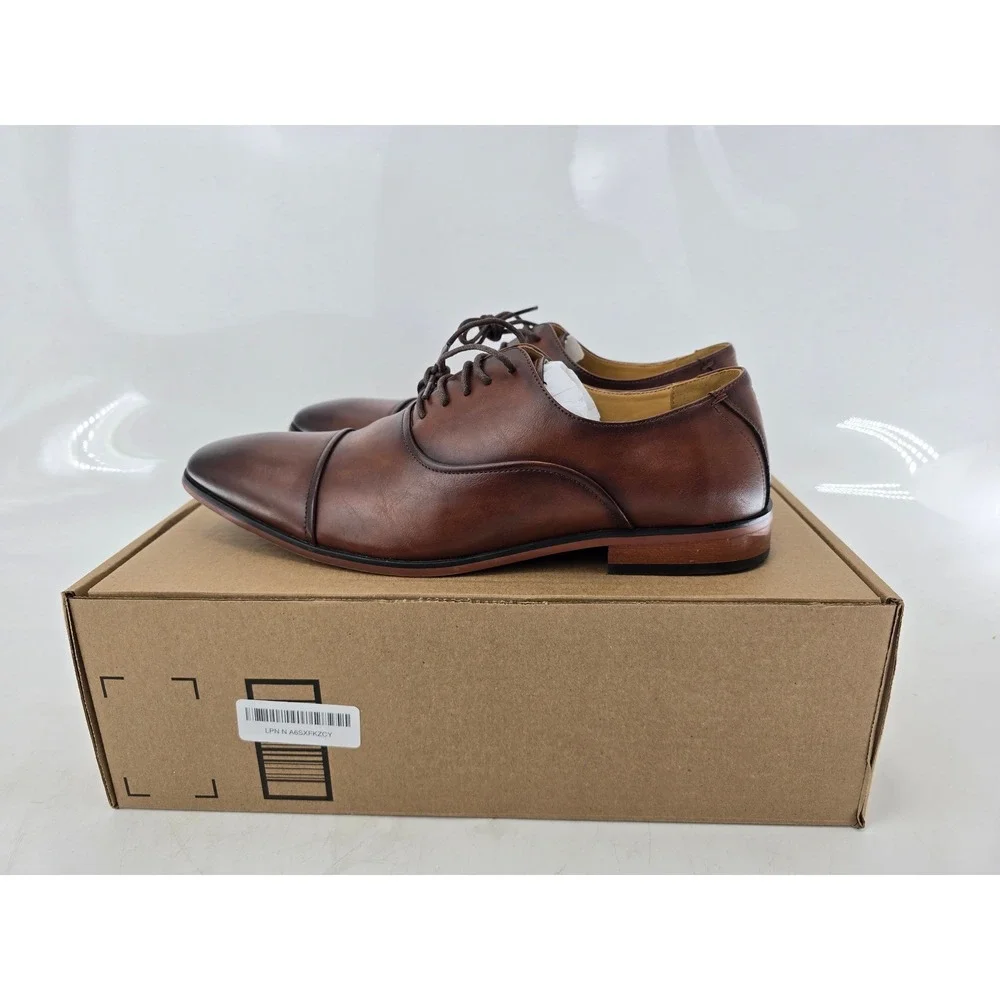Tommy Hilfiger Saylor Cap Toe Oxford Mens 13 Brown Dress Shoes TMSAYLOR -Good